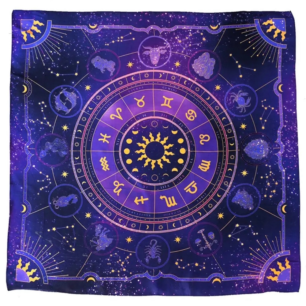 Tarot Card Divination Mat - Altar Cloth | Spiritual Zodiac, Celestial-Themed